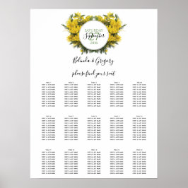 Rustic Wattle Acacia Wedding Seating Chart ポスター