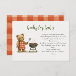 Rustic We Can Bearly BBQ Baby Shower Book Request エンクロージャーカード