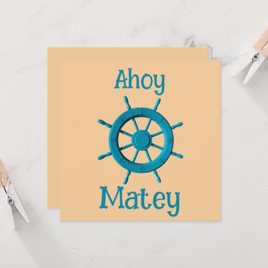 Rustic Weathered Boat Steering Wheel Photo Image カード (正面/裏面インサイチュ)