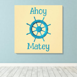 Rustic Weathered Boat Steering Wheel Photo Image キャンバスプリント