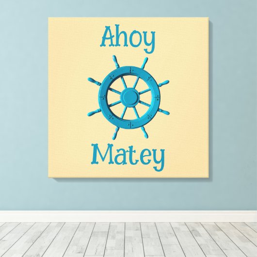 Rustic Weathered Boat Steering Wheel Photo Image キャンバスプリント (インサイチュ (ウッドフロア))