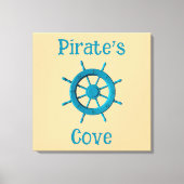 Rustic Weathered Boat Steering Wheel Photo Image キャンバスプリント (正面)