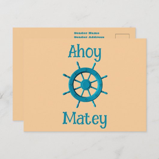 Rustic Weathered Boat Steering Wheel Photo Image ポストカード (正面/裏面)