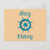 Rustic Weathered Boat Steering Wheel Photo Image ポストカード (正面)