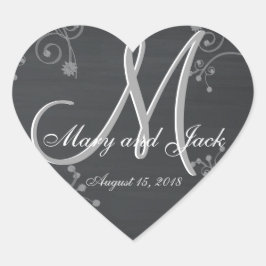 Rustic Wedding Chalkboard Fantastic 3d Monogram ハートシール