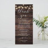 Rustic Wedding Dinner Place Setting Thank You Card プログラム (スタンド正面)