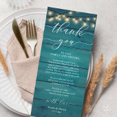 Rustic Wedding Dinner Place Setting Thank You Card プログラム