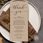 Rustic Wedding Dinner Place Setting Thank You Card プログラム
