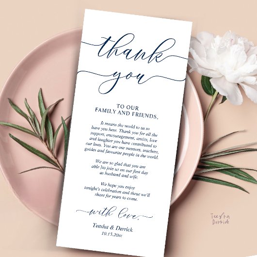 Rustic Wedding Dinner Place Setting Thank You Card プログラム