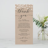 Rustic Wedding Dinner Place Setting Thank You Card プログラム (スタンド正面)