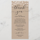 Rustic Wedding Dinner Place Setting Thank You Card プログラム (正面)