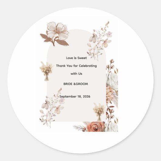 Rustic Wedding Favor Sticker ラウンドシール (正面)