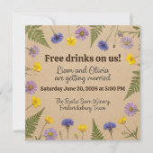 Rustic Wedding - Free Drinks on Us - Liam & Olivia 招待状 (正面)