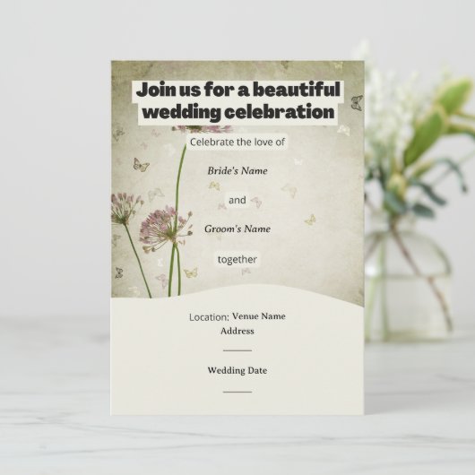 Rustic Wedding Invitation – Customizable Details 招待状 (スタンド正面)