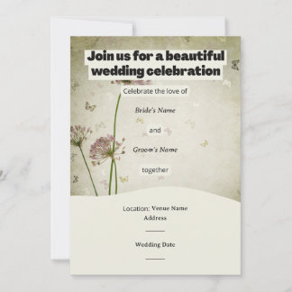 Rustic Wedding Invitation – Customizable Details 招待状