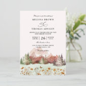 Rustic Wedding Mountain Wildflower QR Code Wedding 招待状 (スタンド正面)