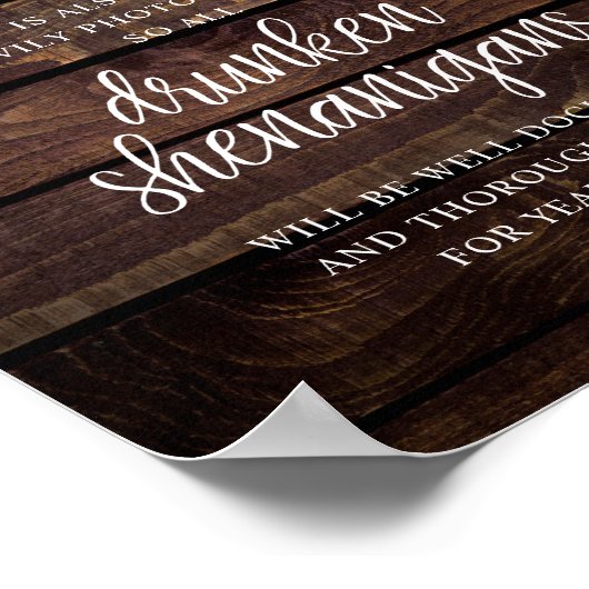 Rustic Wedding Open Bar, Drunken Shenanigans ポスター (角)