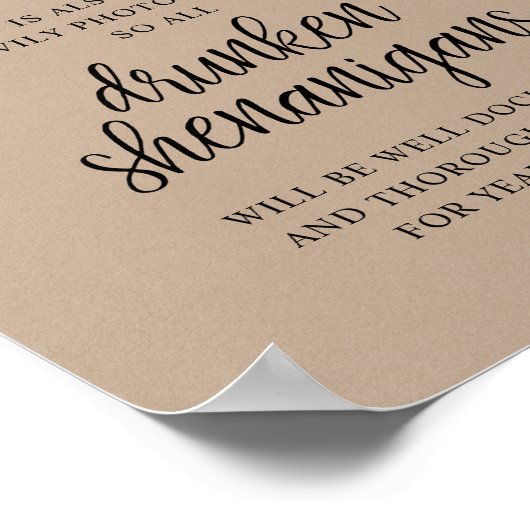 Rustic Wedding Open Bar, Drunken Shenanigans ポスター (角)