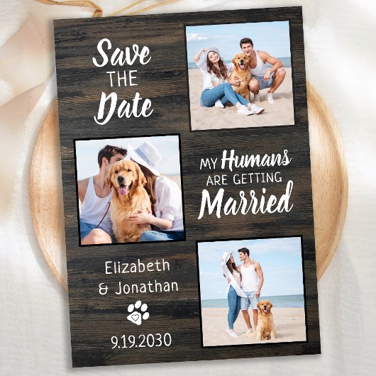 Rustic Wedding Pet Photo Dog Save The Date セーブザデート