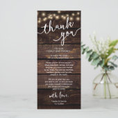 Rustic Wedding Place Setting Dinner Thank you Card プログラム (スタンド正面)