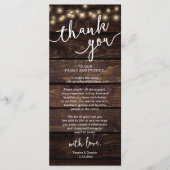 Rustic Wedding Place Setting Dinner Thank you Card プログラム (正面)