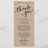 Rustic Wedding Place Setting Dinner Thank you Card プログラム (正面)