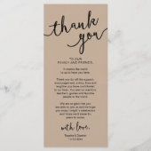 Rustic Wedding Place Setting Dinner Thank you Card プログラム (正面)