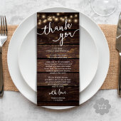 Rustic Wedding Place Setting Dinner Thank you Card プログラム