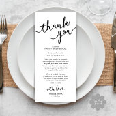 Rustic Wedding Place Setting Dinner Thank you Card プログラム
