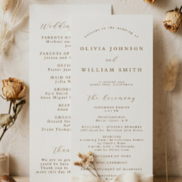Rustic Wedding Program, Simple Order Of Events プログラム