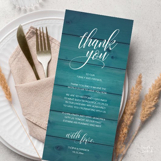Rustic Wedding Rehearsal Dinner Thank You Card プログラム