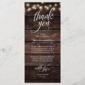 Rustic Wedding Rehearsal Dinner Thank You Card プログラム (正面)