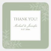 Rustic Wedding Sage Green and White Modern スクエアシール (正面)