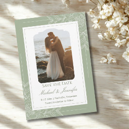 Rustic Wedding Sage Green and White Modern 招待状