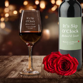 Rustic Wedding Sage Green It’s Sip O’Clock Custom ワインラベル
