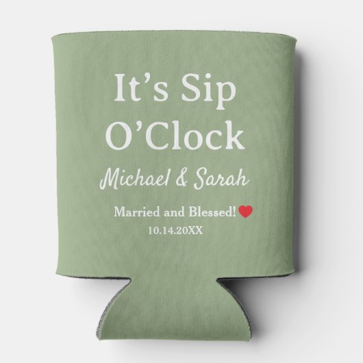 Rustic Wedding Sage Green It’s Sip O’Clock Custom 缶クーラー (裏面)