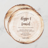 Rustic Wedding Wood Cut Unique Custom 招待状 (正面/裏面)