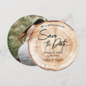 Rustic Wedding Wood Grain save the date Photo 招待状 (正面/裏面)