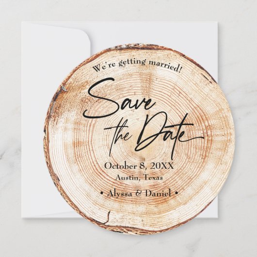 Rustic Wedding Wood Grain save the date Photo 招待状 (正面)