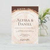 Rustic wedding wood slice Country Barn Woodland  招待状 (スタンド正面)
