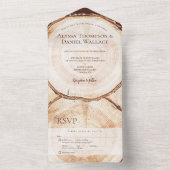 Rustic Wedding wood Tree bark rings Unique オールインワン招待状 (内側)