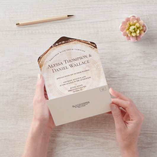 Rustic Wedding wood Tree bark rings Unique オールインワン招待状 (ビデオ)