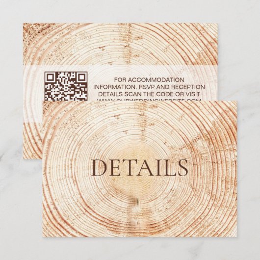 Rustic Wedding Woodland Details QR code Template エンクロージャーカード (正面/裏面)