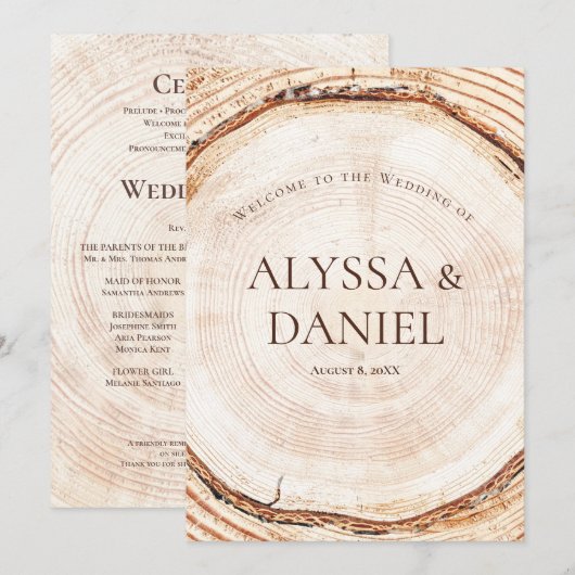 Rustic Wedding woodland Tree bark Custom Program プログラム (正面/裏面)