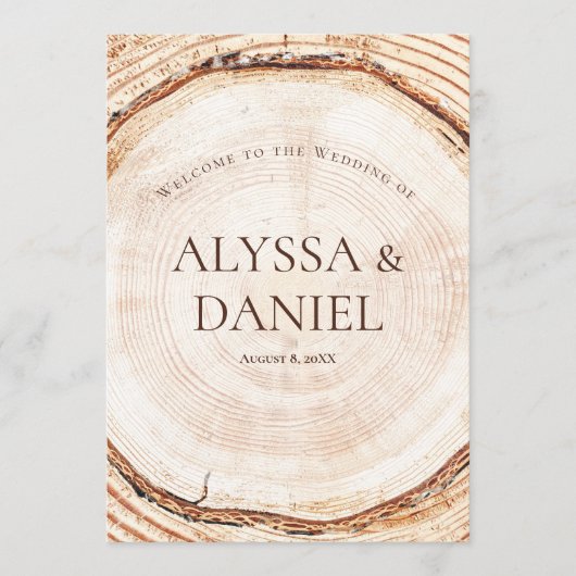 Rustic Wedding woodland Tree bark Custom Program プログラム (正面)