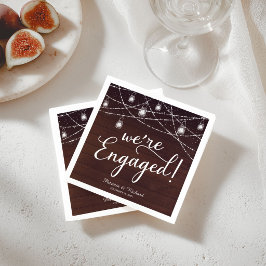 Rustic We're Engaged エンゲージメントパーティーのディナーナプキン
