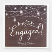 Rustic We're Engaged エンゲージメントパーティーのディナーナプキン (正面)