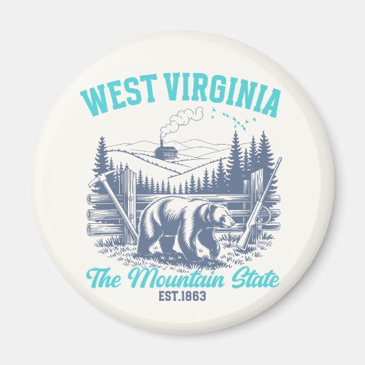 Rustic West Virginia Nature Scene with Bear マグネット (正面)