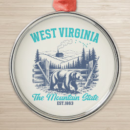 Rustic West Virginia Nature Scene with Bear メタルオーナメント