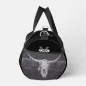 Rustic Western Black And White Bull Skull Monogram ダッフルバッグ (右)
